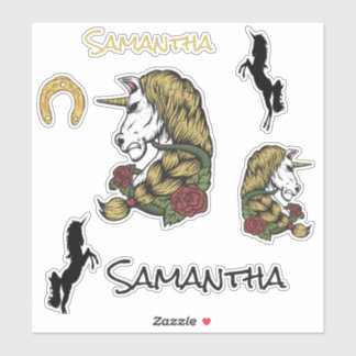 Tema del Pegatina Oro Guerrero Unicornio