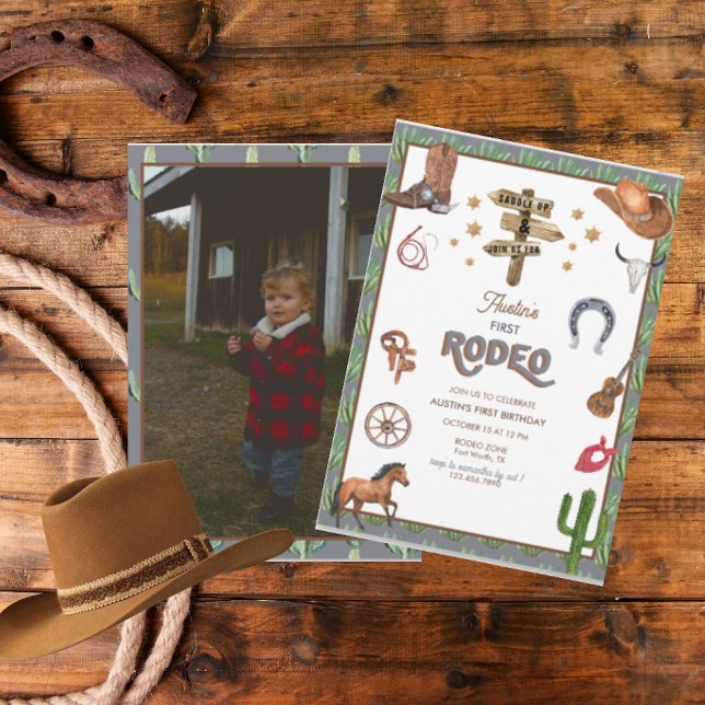 Tema del Rodeo | 1 Invitaciones de cumpleaños (Subido por el creador)
