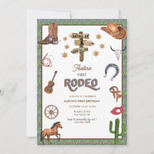 Tema del Rodeo   1 Invitaciones de cumpleaños
