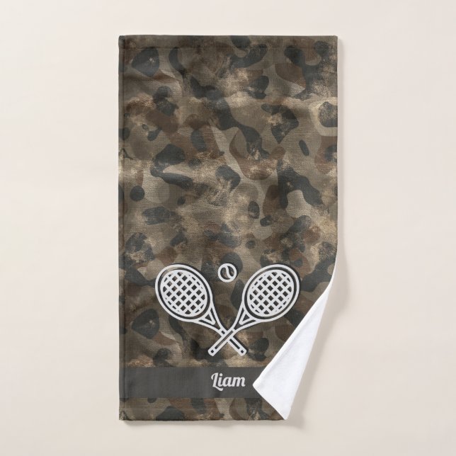 Tema del tenis Camo Monogramo Nombre de la pelota  (Toalla de mano)