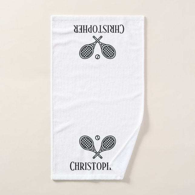 Tema del tenis Monogramo Nombre Salones de tenis (Toalla de mano)