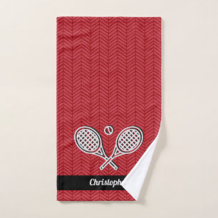Tema del tenis Monogramo Red Nombre Tenis Ball 