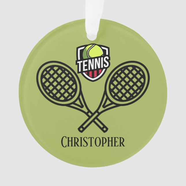 Tema del tenis Nombre Monogramado Ornamento (Anverso)
