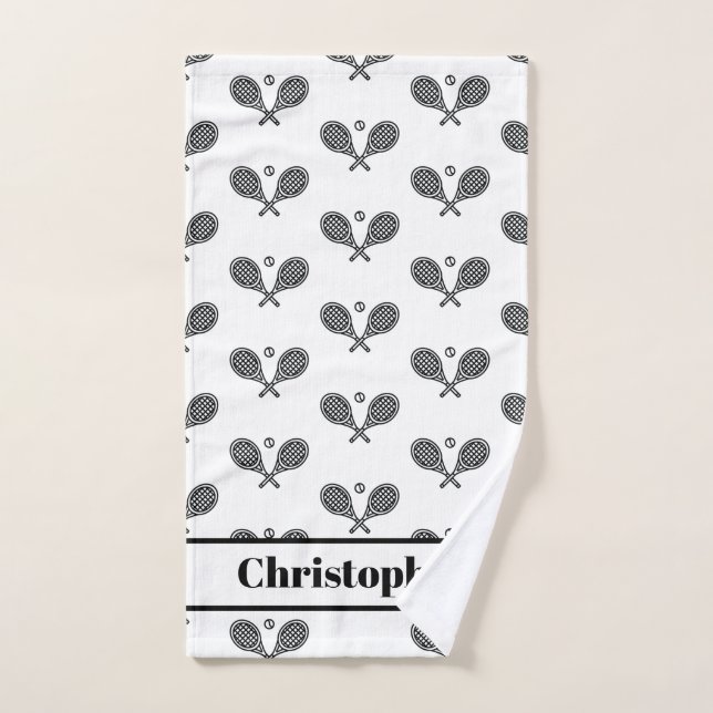 Tema del tenis Nombre Monogramado Racquets del ten (Toalla de mano)
