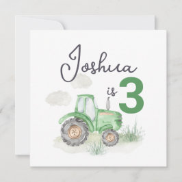 Tema del tractor 13,3 cm x 13,3 cm Invitación