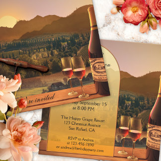 Tema del vino de viñedos Invitación al cumpleaños 