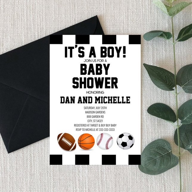 Tema deportivo ¡Es un chico! Invitación de Baby Sh (Subido por el creador)