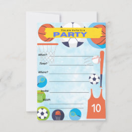 tema deportivo, invitación de fiesta de cumpleaños