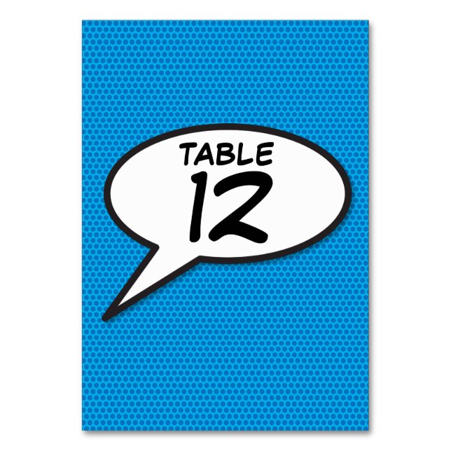 Tema divertido de cómic retro para número de mesa  (Anverso)