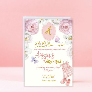 Tema Floral Rosa Aqiqa Aqiqah Aqeeqah Invitación