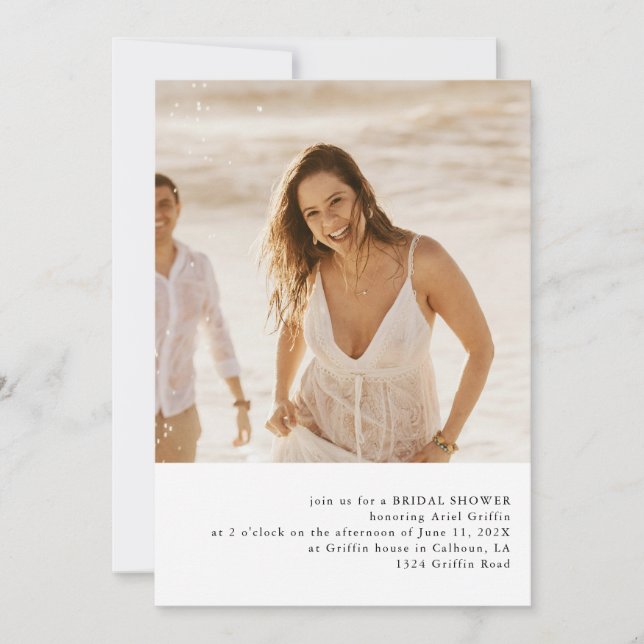 Tema fotográfico simple Invitación a ducha de novi (Anverso)