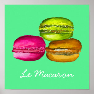 Tema francés Le Macaron lindo acuarela arte