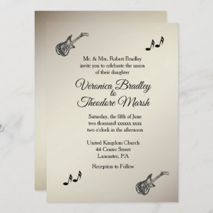 Tema Guitarra Invitación a la Boda de Oro Antiguo