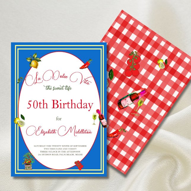 Tema italiano 50.ª invitación de cumpleaños (Subido por el creador)