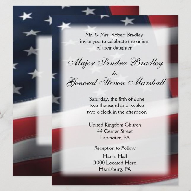 Tema militar de la invitación a la boda de la band (Anverso / Reverso)