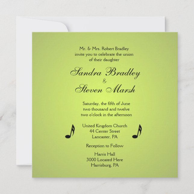 Tema musical Invitación a la boda verde (Anverso)