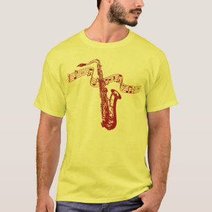Tema musical Saxofón rojo Notas rojas - Camiseta