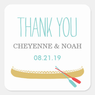 Tema nativo   Canoe Wedding Favor Pegatinas