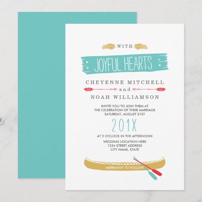 Tema nativo | Invitación a la boda moderna (Anverso / Reverso)