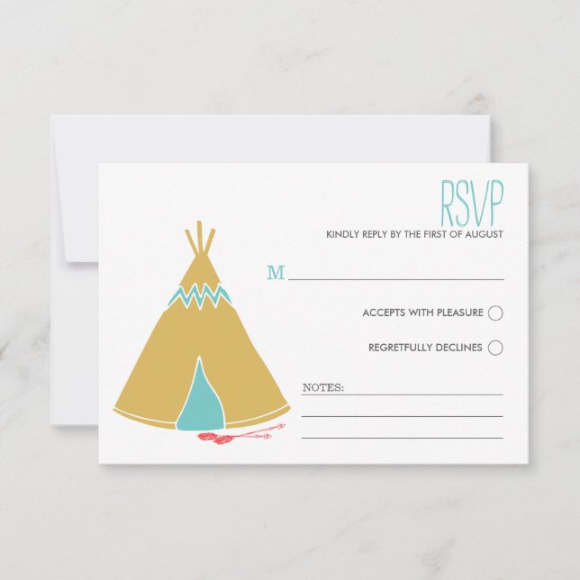 Tema nativo | Tarjeta RSVP de boda (Anverso)