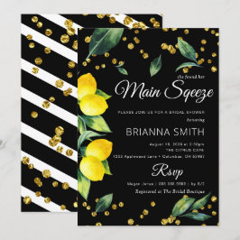 Tema negro limón Elegante Bridal Shower Invitación