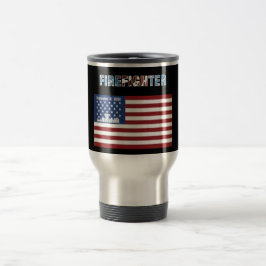 Tema patriótico de la taza del viaje del bombero