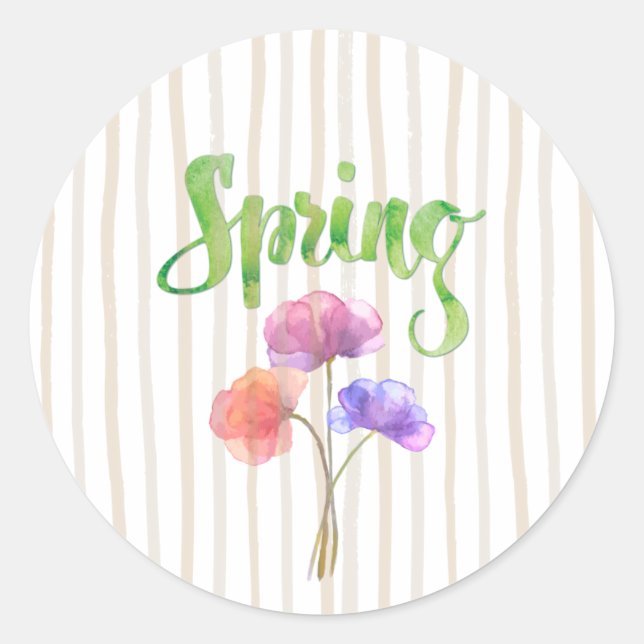 Tema primaveral, Pegatina floral de acuarela brill (Anverso)