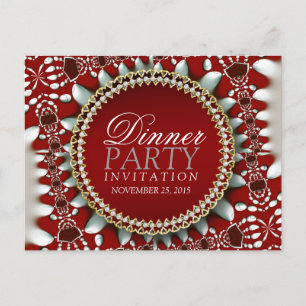 Tema rojo y plata Fiesta de cena Invitar postal