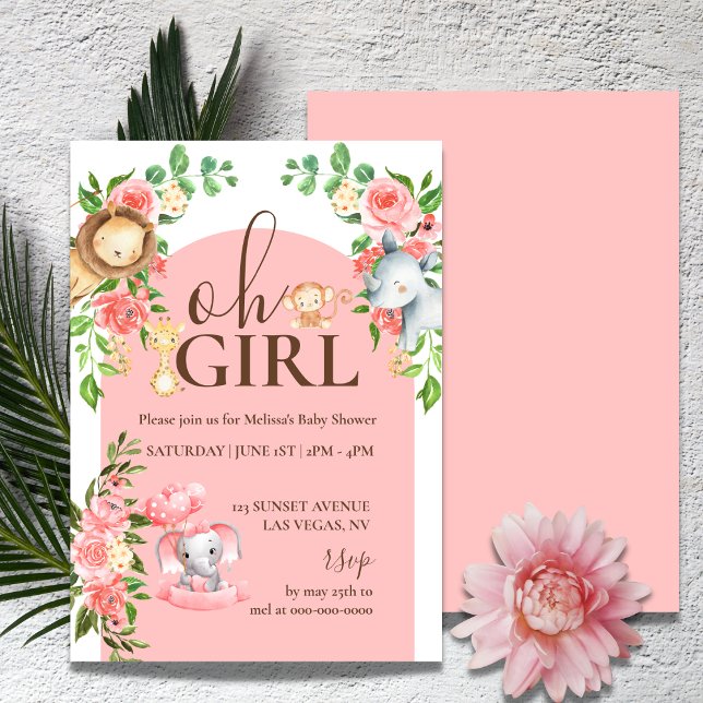 Tema Safari Oh Invitación Chica a Baby Shower (Subido por el creador)
