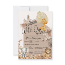Tema Safari Wild One Baby Shower Invitación