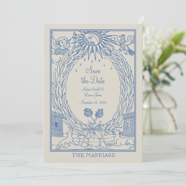 Tema Tarot de Invitación de Boda - Guardar fecha - (Anverso de pie)