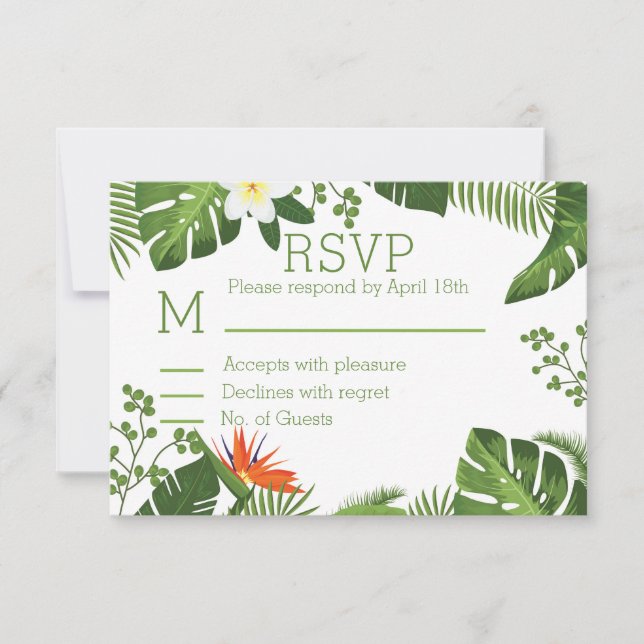 Tema tropical Boda de RSVP botánica (Anverso)