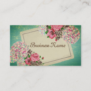 tema vintage, floral, tarjeta de visita retro