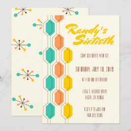 Tema vintage Mid Century, Invitación de cumpleaños
