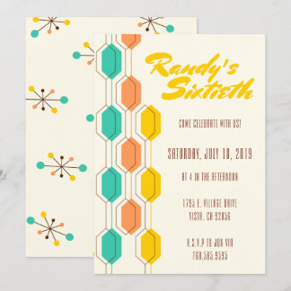 Tema vintage Mid Century, Invitación de cumpleaños