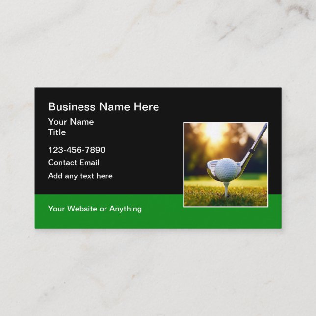 Temas de golf Tarjetas de visita moderna (Anverso)