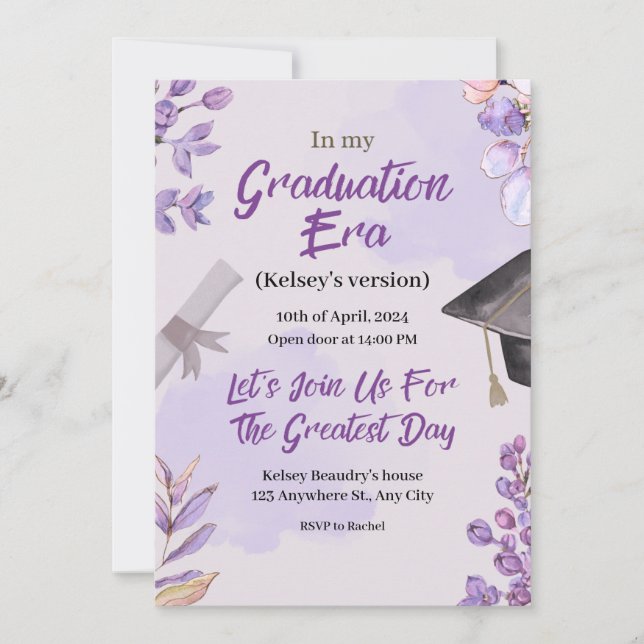 Temática De Swiftie En Su Invitación A La Graduaci (Anverso)