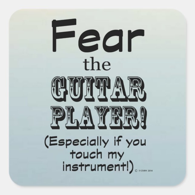 Temer Al Pegatina Cuadrado Del Jugador De Guitarra (Anverso)