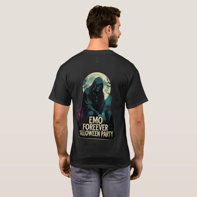 Temeroso horror de camiseta masculina de Halloween (Reverso completo)