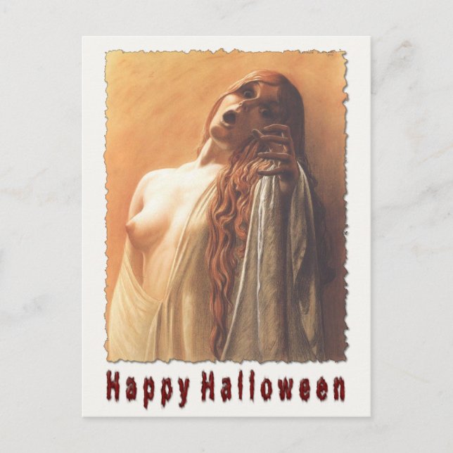 Temor espeluznante en la postal de Halloween (Anverso)