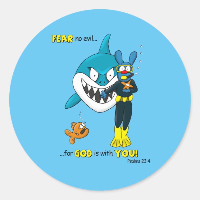 Temor No pegatinas de tiburón malvado (Anverso)