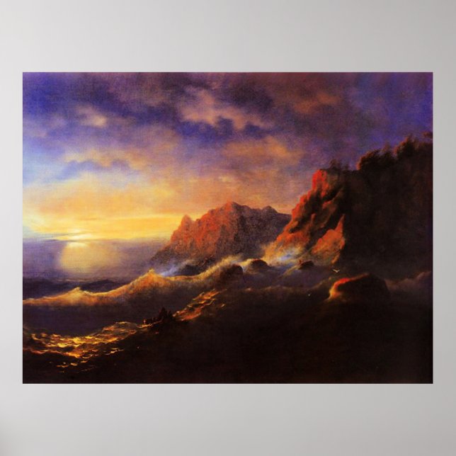 Tempest, Sunset, arte perfecto por Ivan Aivazovsky (Frente)