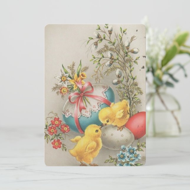 templa vintage de saludo de Pascua (Anverso de pie)