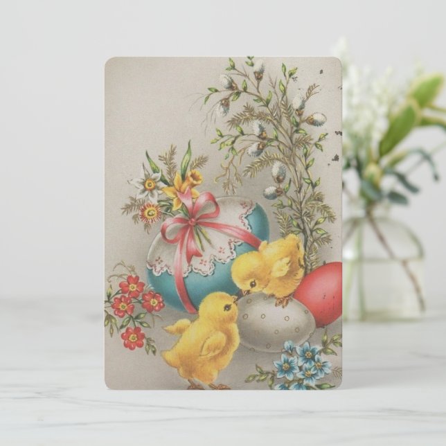 templa vintage de saludo de Pascua (Anverso de pie)