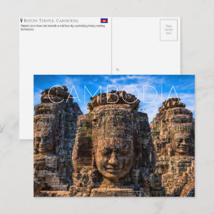 Templo de Bayon, postal de viaje de Camboya