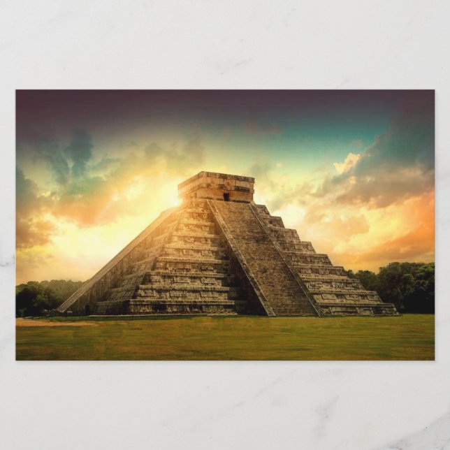 Templo de Kukulkan Yucatán estilizado hoja de pape (Anverso)