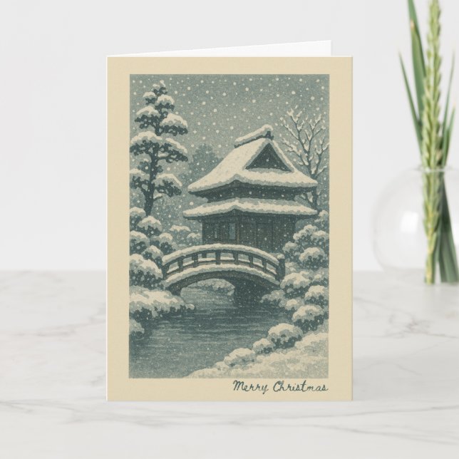 Templo japonés - Tarjeta de Navidades (Anverso)