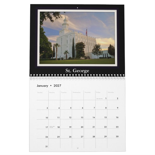 Templos 2015 de Utah LDS calendario de 15 meses (Jan 2027)