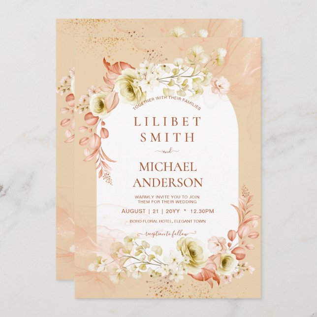 Temporada Caída Tierra Mezcla Boho Boda Floral (Anverso / Reverso)