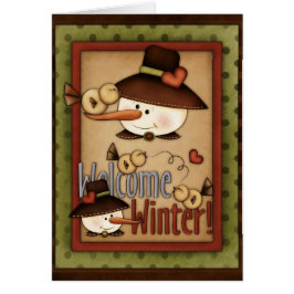 Temporada de Invierno Snowfolk Snowman Greeting Ca
